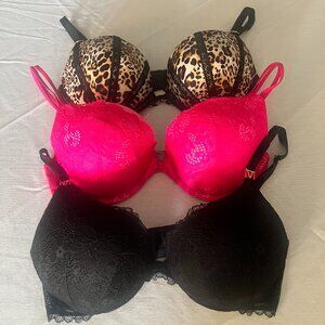 Victoria Secret 36C Bra Lot Of 3 Very Sexy Push Up Very Sexy Plunge Underwire